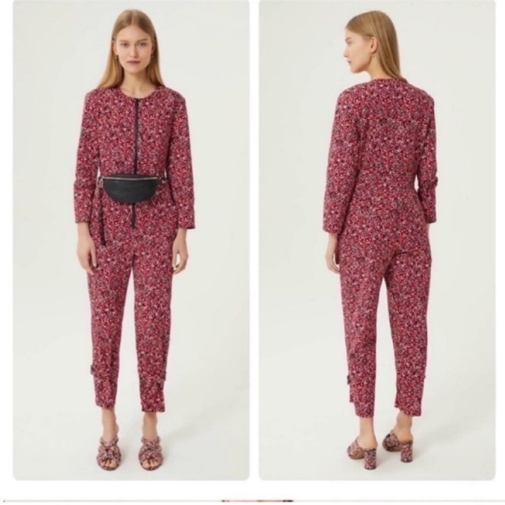 Rebecca Minkoff Floral Orange Red & Black Print Jumpsuit Size 10